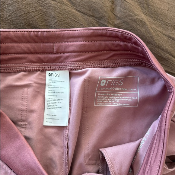 Figs Light Pink Joggers with Teal Drawstring - Picture 3 of 5